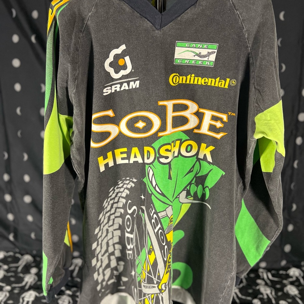 SOLD!!! SoBe Long Sleeve Racing Style Tee - Black and Green